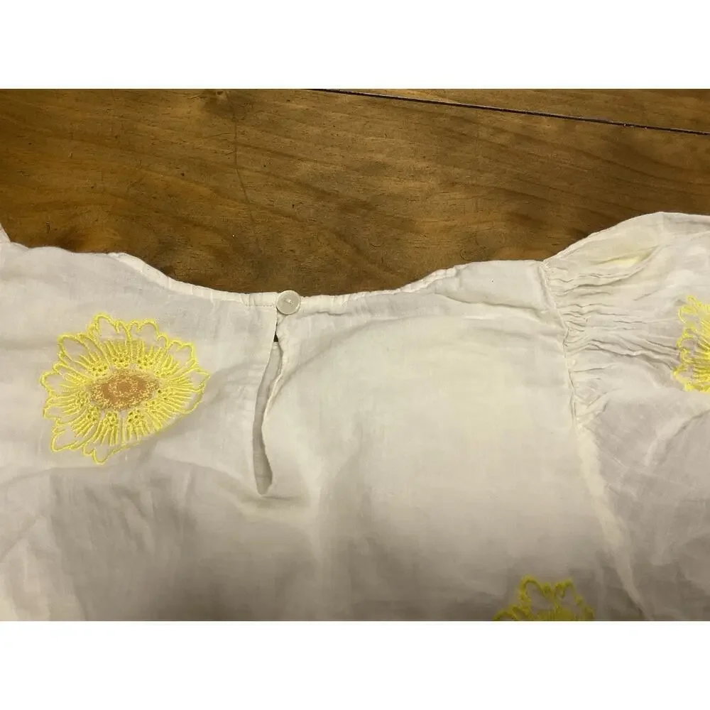 Free People My Girl Embroidered Sunflower Blouse Women’s Size XS